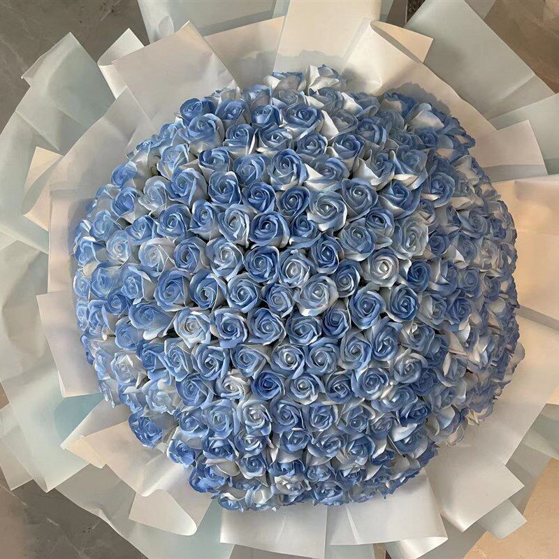 碎冰蓝玫瑰仿真香皂花永生干花小花束送闺蜜假花拍照生日礼物毕业
