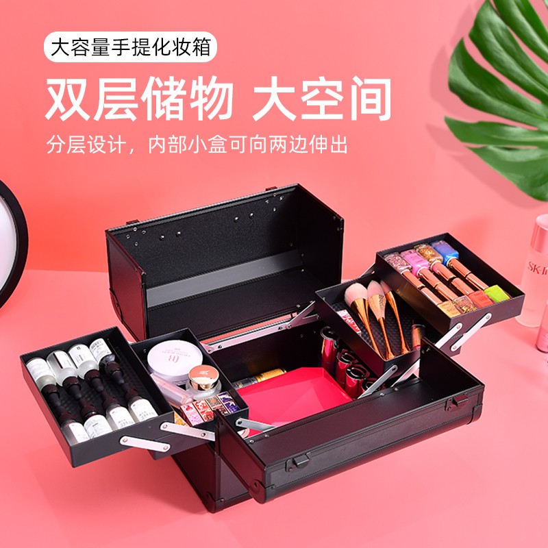 化妆箱2021新款高级手提大容量女化妆师专用美甲纹绣工具箱包家用