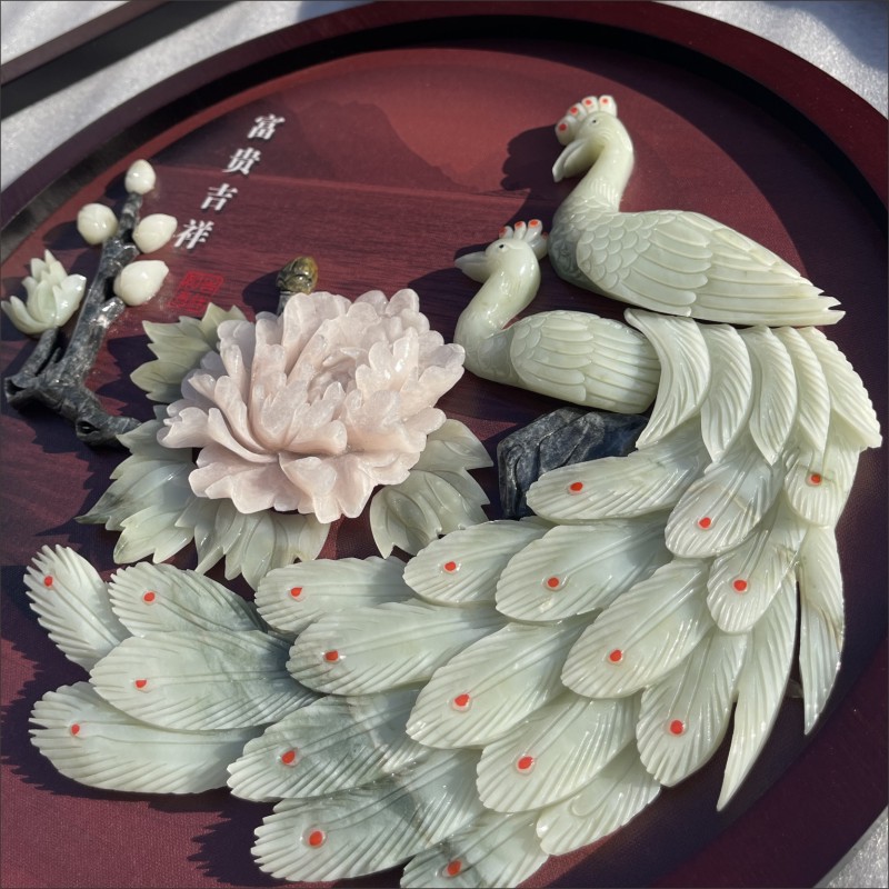 中国结挂件客厅大号福字挂饰墙上装饰品高档挂画玉雕画玄关装饰画