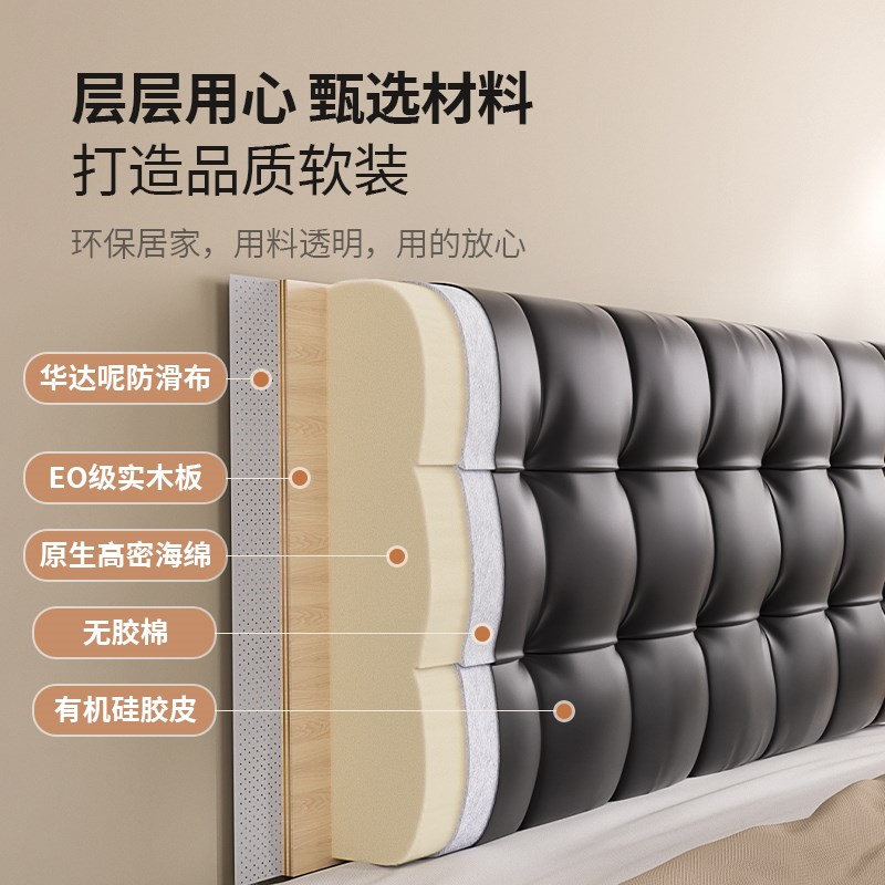 床头软包靠背垫榻榻米床头靠垫背靠墙2025新款大靠枕黑色悬浮真皮