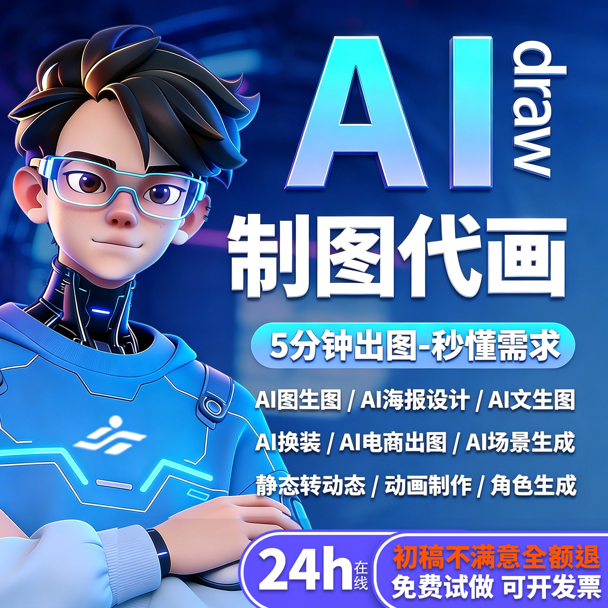 AI/MJ代出图电商直播海报插画图片