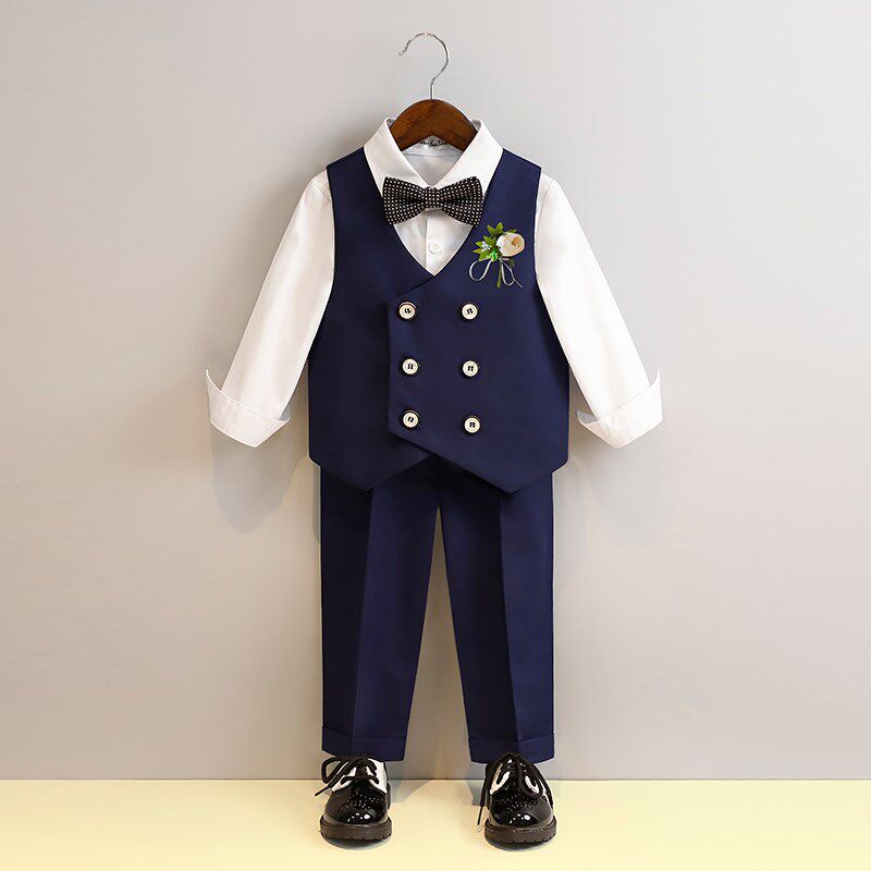 男童礼服春秋宝宝周岁生日小西装套装儿童英伦西服花童男孩演出服