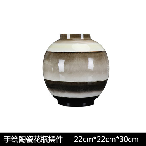 中式手绘陶瓷花瓶摆件创意客厅玄关酒柜样板房办公桌家居软装饰品