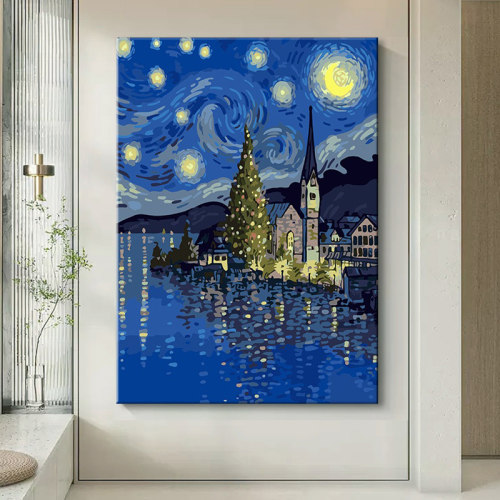 梵高的霍格沃兹diy数字油画填充填色高级风景手绘丙烯画挂画油彩
