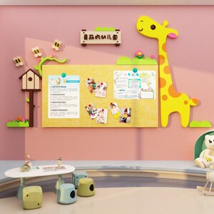 长颈鹿毛毡板幼儿园墙面装饰环创材料主题文化公告栏作成品展示贴