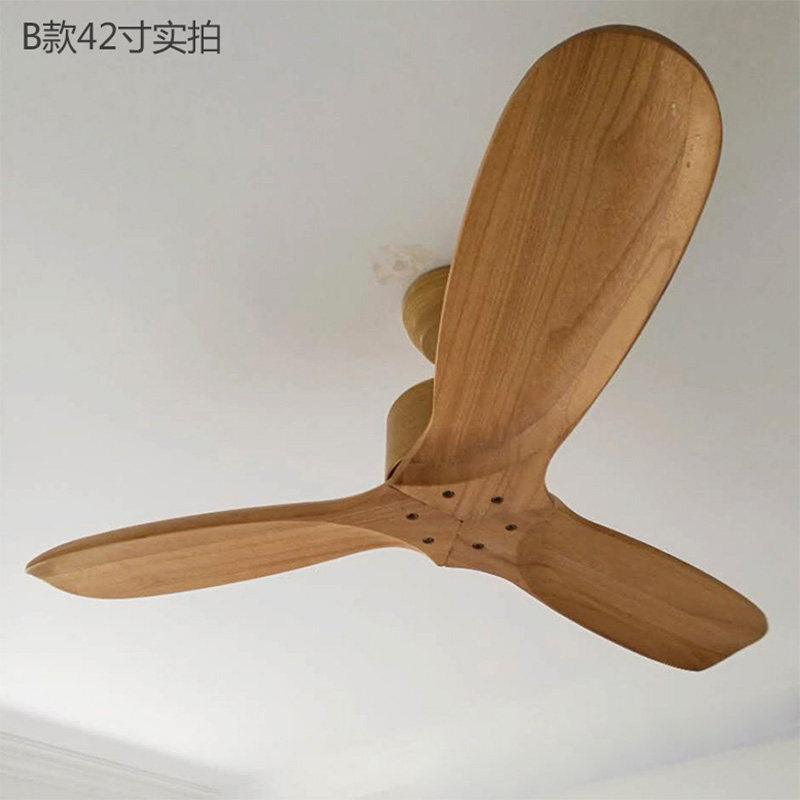 木质静音吊扇无灯复古餐厅风扇灯客厅家用美式实木吊扇灯简约遥控