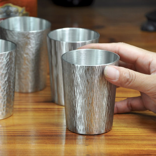 汉达999纯锡酒杯白酒杯一口杯2两半全手工锤纹家用日式锡器酒具