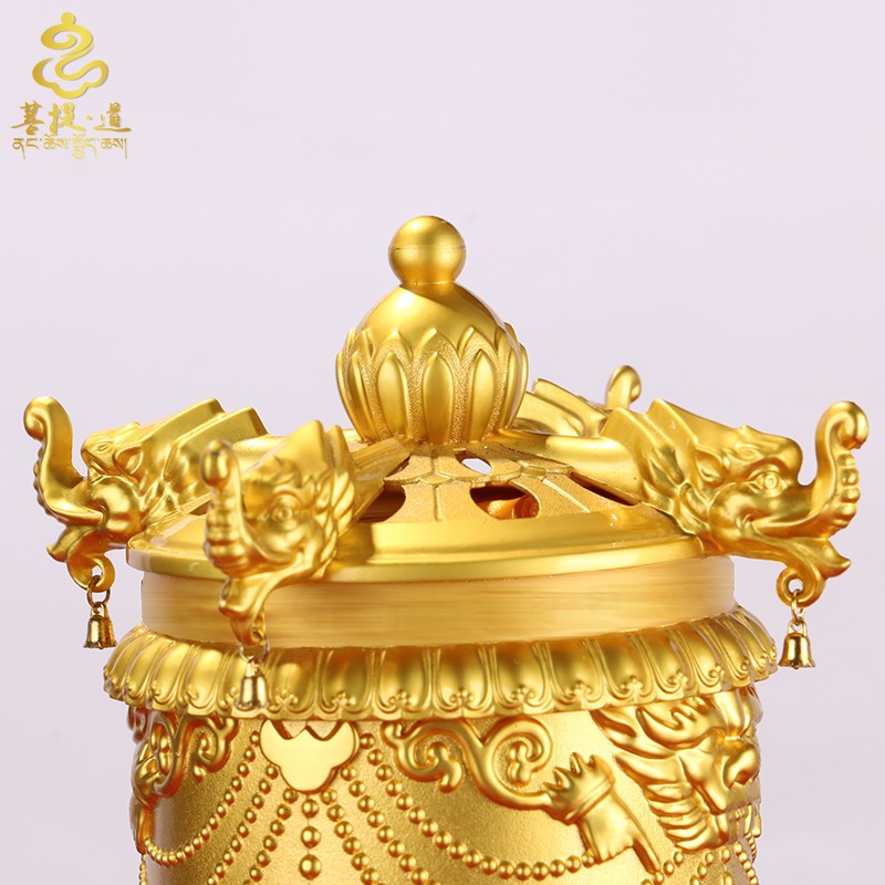 电动转轮西藏插电桌面摆件金转桶家用客厅藏族装饰品转金桶转经简