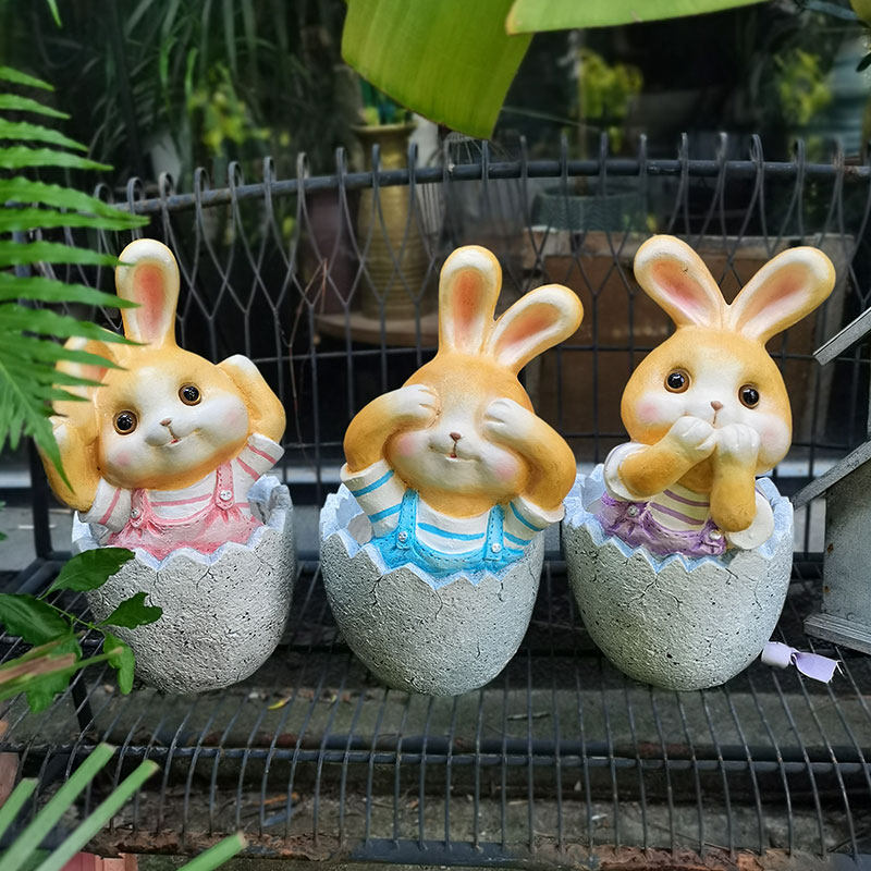可爱萌兔子多肉花盆阳台布置户外庭院幼儿园装饰摆饰花园创意礼物