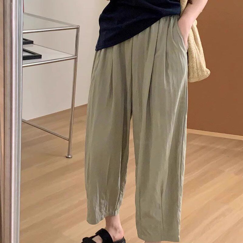 大码女装胖妹妹mm水洗棉休闲阔腿夏季宽松显瘦哈伦奶奶裤子200斤