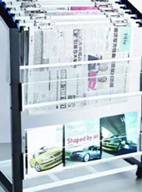 金文晋报纸架夹子办公室事业单位收纳置物金属移动取阅新闻报刊架