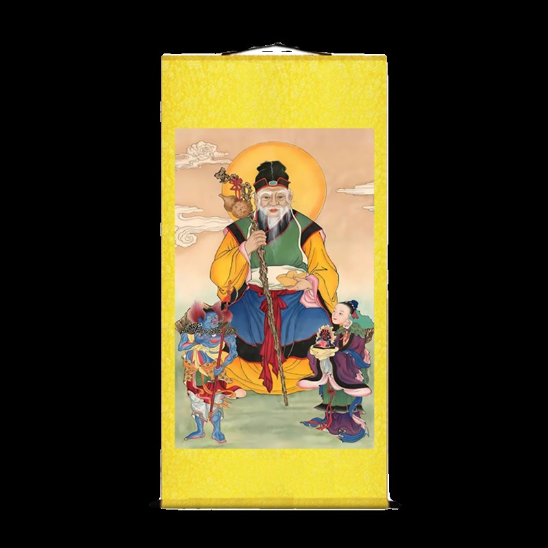 土地爷画像挂画福德正神神像农村堂屋客厅墙壁壁画装饰卷轴画墙贴