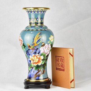 北京特色手工艺品景泰蓝花瓶丁明鸿15寸锦绣瓶客厅办公室铜胎摆件