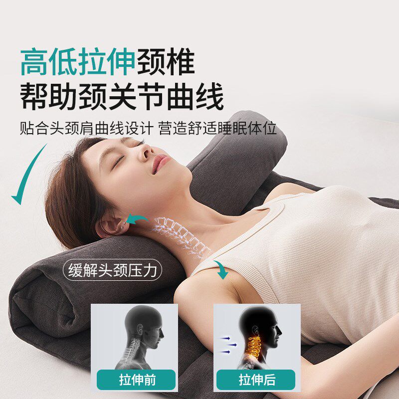 可自由调节毛巾枕头护颈枕助睡眠专用成人反弓牵引圆柱枕芯睡觉高