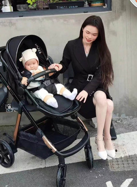 bask魔法舱新生婴儿车推车高景观可坐可躺轻便折叠宝宝0到3岁双向