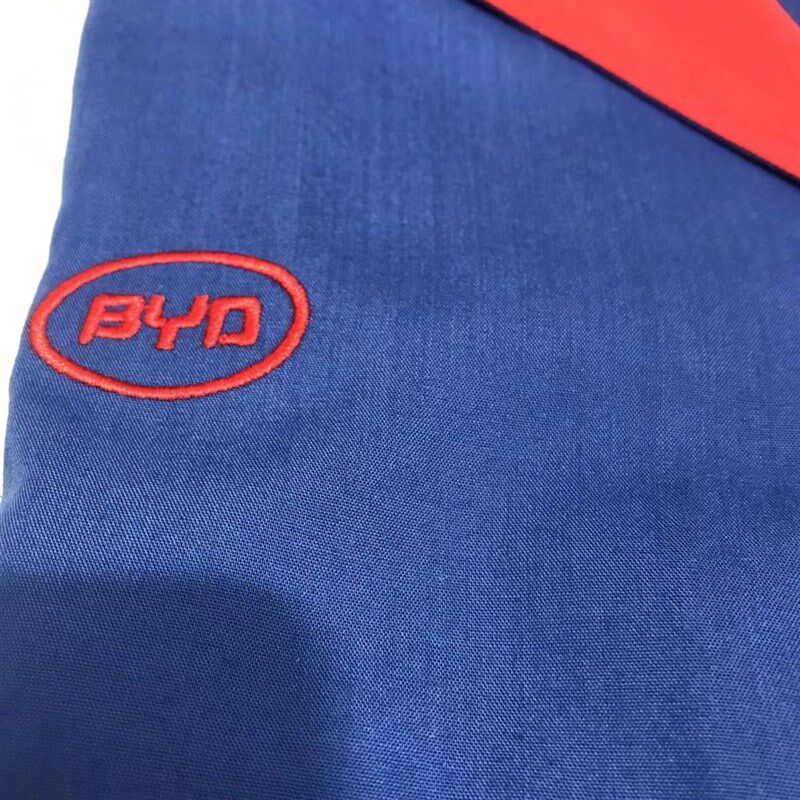 比亚迪车间工作服夏季蓝领红领车间厂服比亚迪蓝色工衣短袖