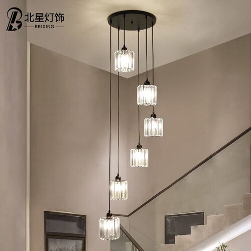 旋转楼梯吊灯复式楼别墅楼梯间创意个性餐厅loft公寓楼梯灯长吊灯