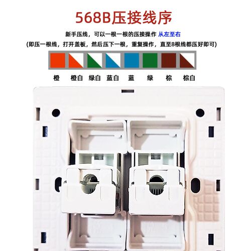 锦迈六类网络面板电脑四孔 86型暗装网线盒千兆双口网插网线插座1