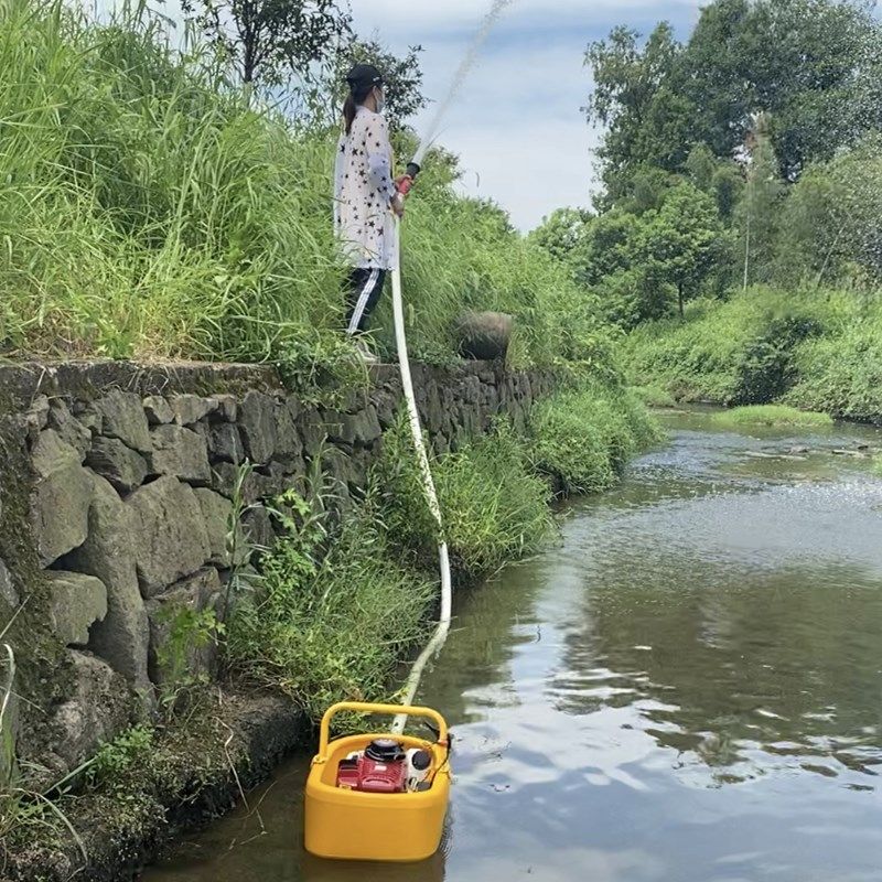 电启动便携式喷灌机新品汽油抽水机小型船型浇菜机农用灌溉漂浮水