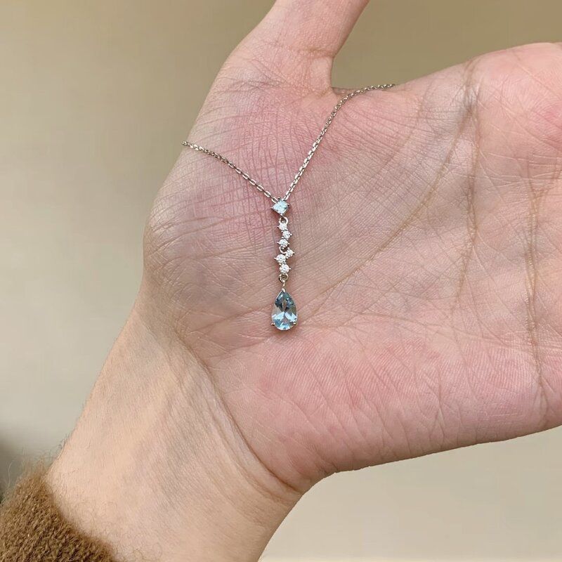 姿妍蓝眼泪水滴锁骨链轻奢百搭