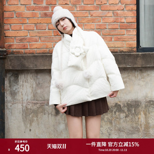 西町村屋甜美风压花短款羽绒服女冬季新款气质百搭外套CA9D10004