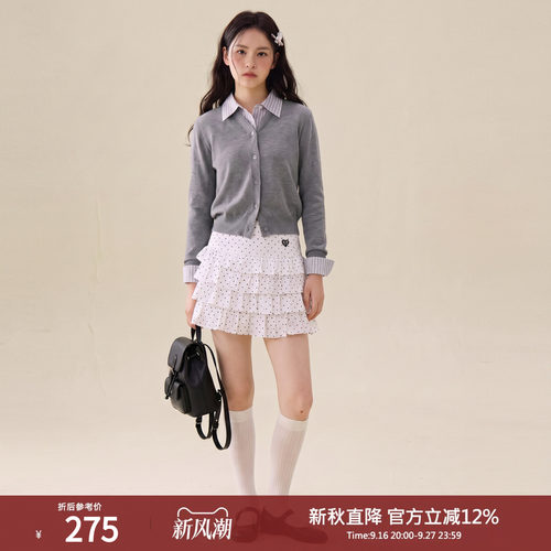 西町村屋衬衫领拼接针织衫