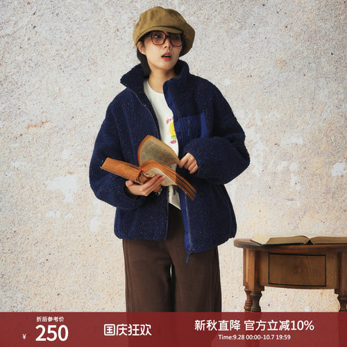 西町村屋颗粒满天星彩点外套女秋冬新款休闲中长款上衣XA9D10007