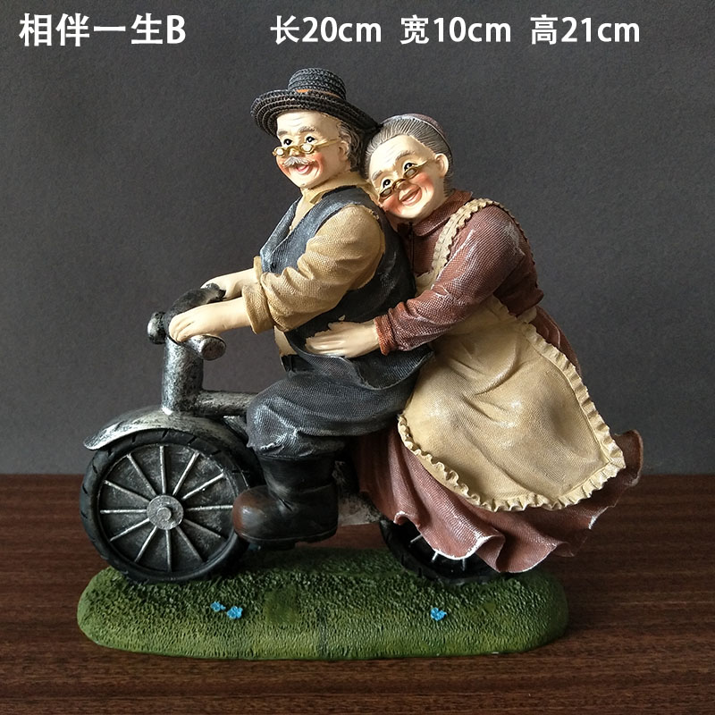 创意生日礼物老人老头老太太家居装饰品小摆件爷爷奶奶白头偕老
