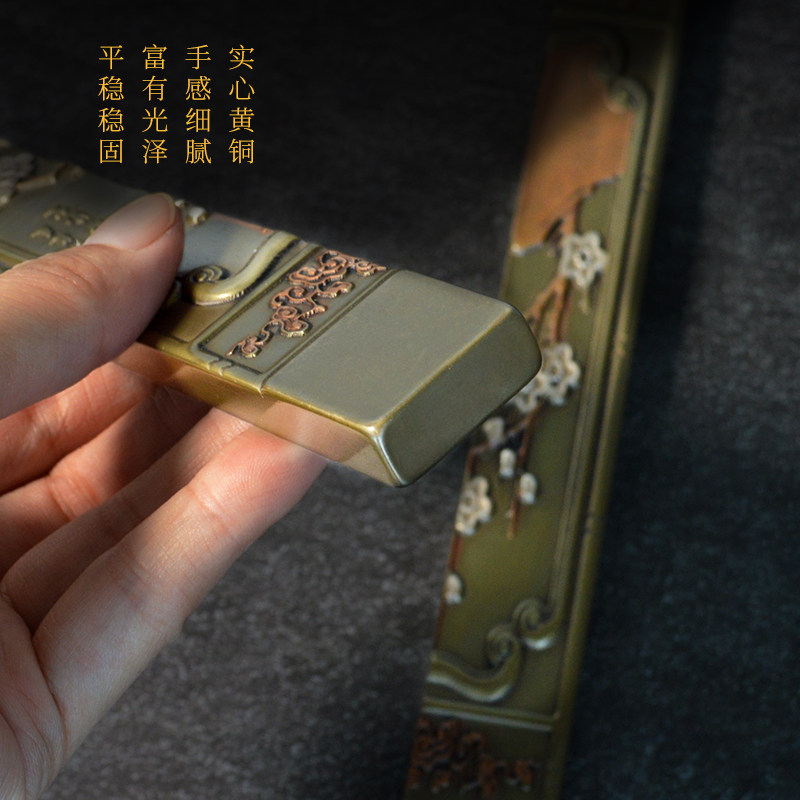 实心纯铜镇尺镇纸压纸一对大号仿古文房四宝书法定制礼品加厚摆件
