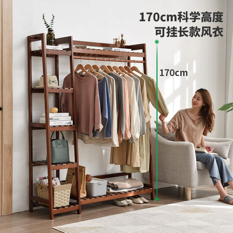 落地简约柜式衣架实木衣帽架创意家用卧室多功能收纳置物展示架