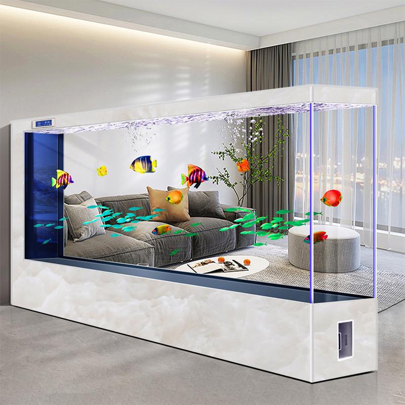 超大型落地鱼缸客厅2025新款公司酒店巨型水族箱屏风隔断超白玻璃