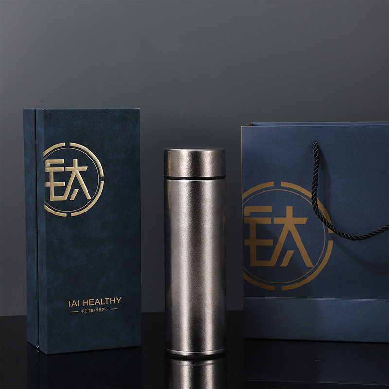家用纯钛保温杯男士养生高档抑菌水杯大容量便携泡茶杯钛杯刻logo
