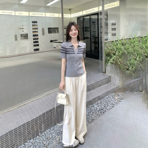 韩系条纹短袖t恤女夏季2026新款