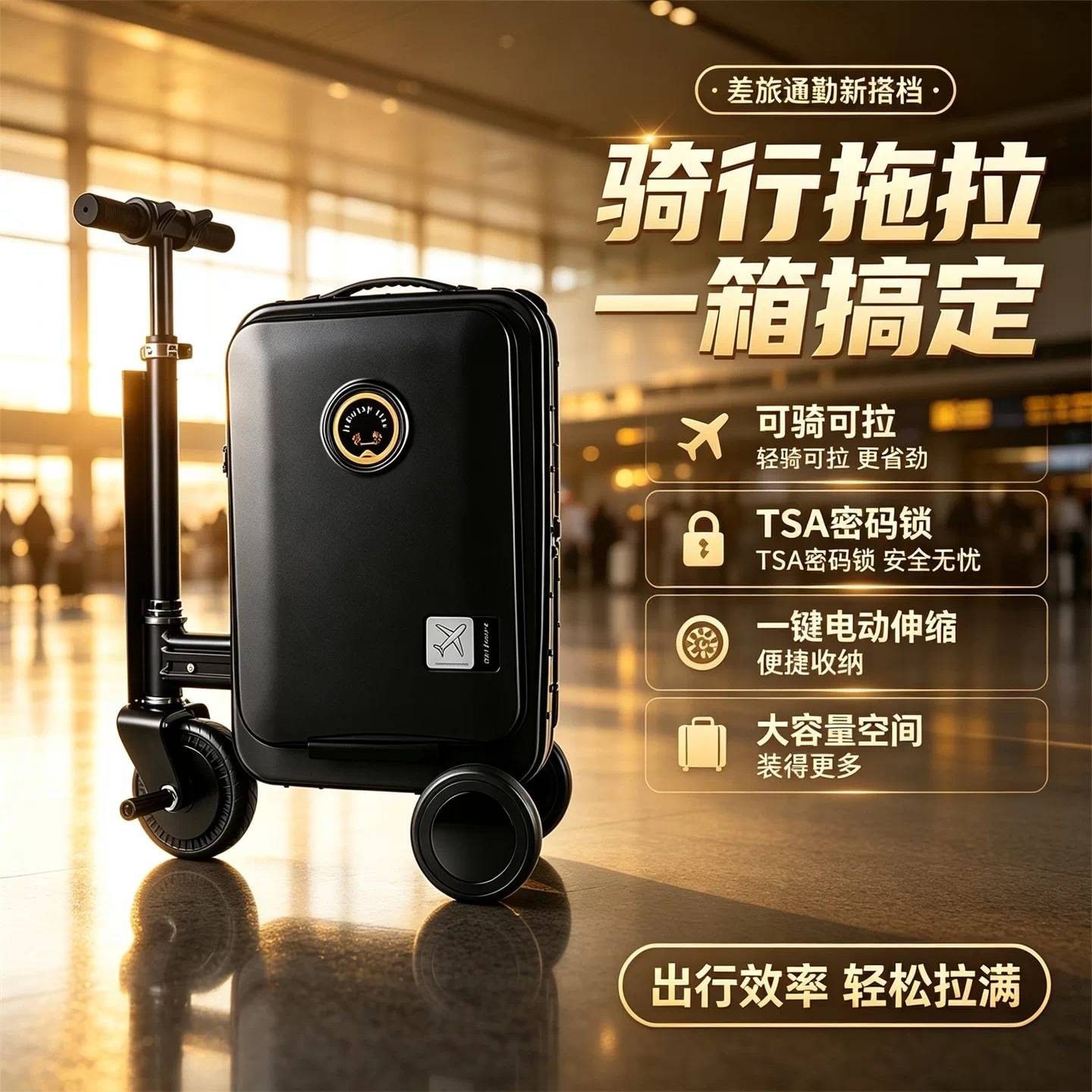 可以骑的电动行李箱电动伸缩拉杆图片