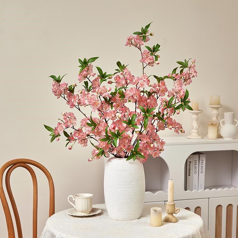 桃花枝仿真花束装饰摆件客厅插花花艺轻奢干花绢花假花卉高档大气