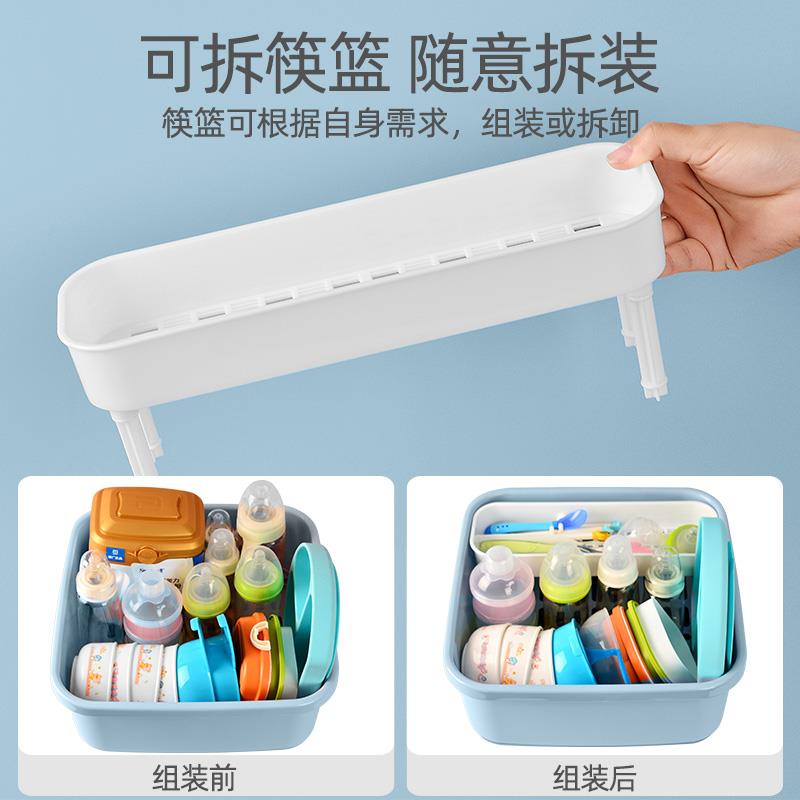 宝宝餐具收纳盒奶瓶收纳箱新生婴儿碗筷辅食工具存储盒沥水架防尘