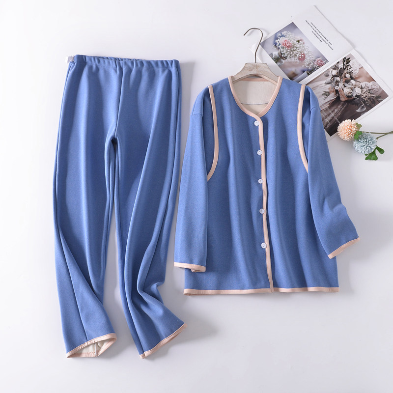 秋冬保暖德绒双面绒哺乳衣家居服喂奶衣长袖长裤月子服两件套套装