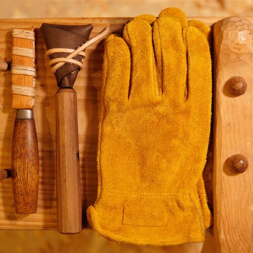 [秋山黛西]雕刻 防护手套 bushcraft 户外 牛皮手套 防割防烫