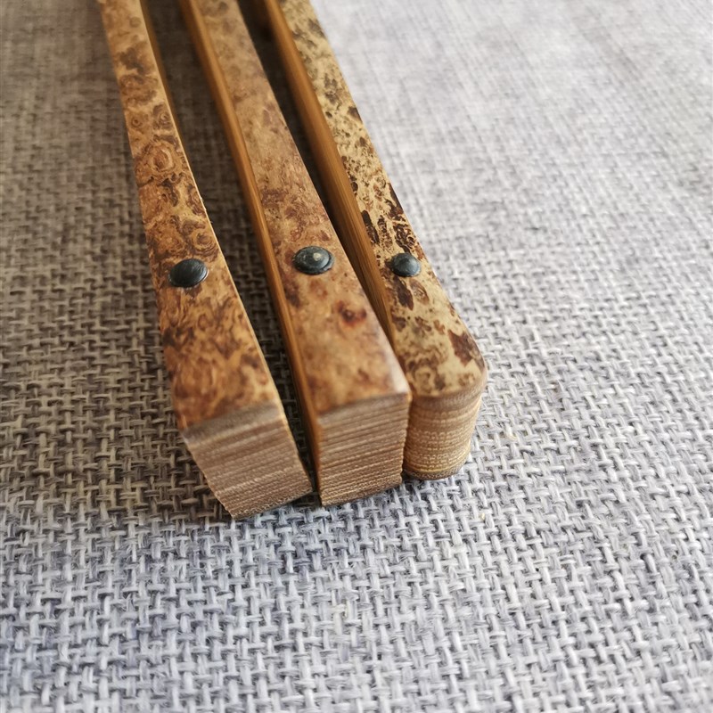 花斑竹折扇虎皮鬼眼竹扇骨9寸18方文玩扇子手工扇复古苏工空白扇