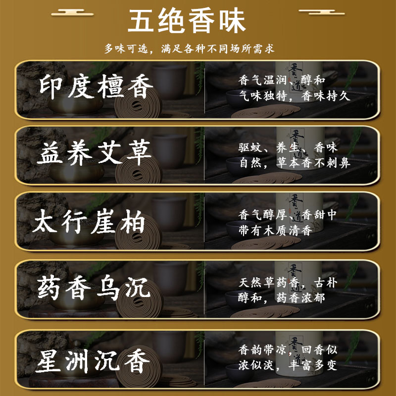 盘香檀香供佛香老山檀香家用室内熏香沉香寺庙佛堂观音财神礼佛香