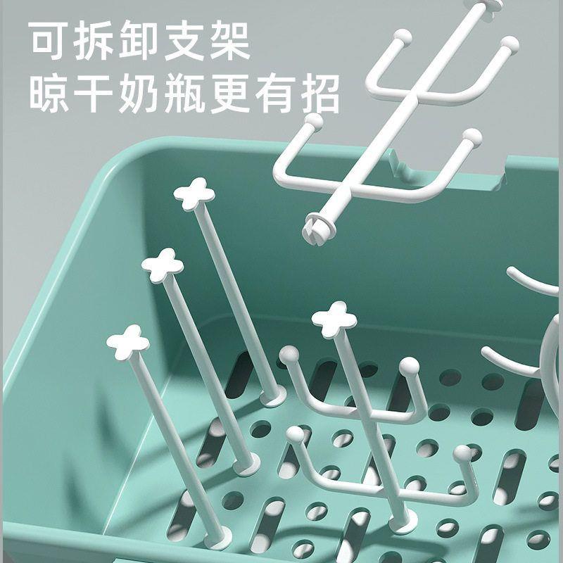 婴儿专用奶瓶收纳盒食品级宝宝餐具辅食工具收纳箱沥水架防尘带盖