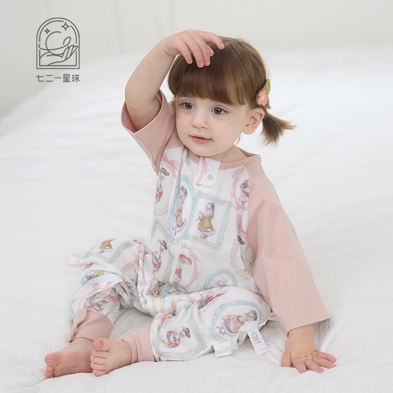 721星球婴幼儿睡袋夏季双层纱布薄款七分袖儿童分腿宝宝防踢被