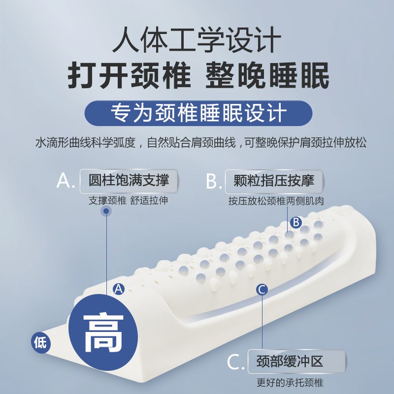 乳胶枕头护颈椎助睡眠颈椎曲度反弓专用枕头水滴护颈枕圆柱牵引枕