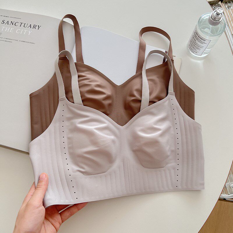 竖胶果冻条Bra~兔耳朵内衣女大胸显小收副乳防下垂无钢圈无痕文胸