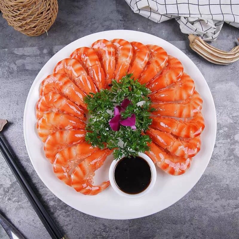 仿真菜模型假菜肴装饰仿真白灼虾样品展示道具美食食物模具大虾