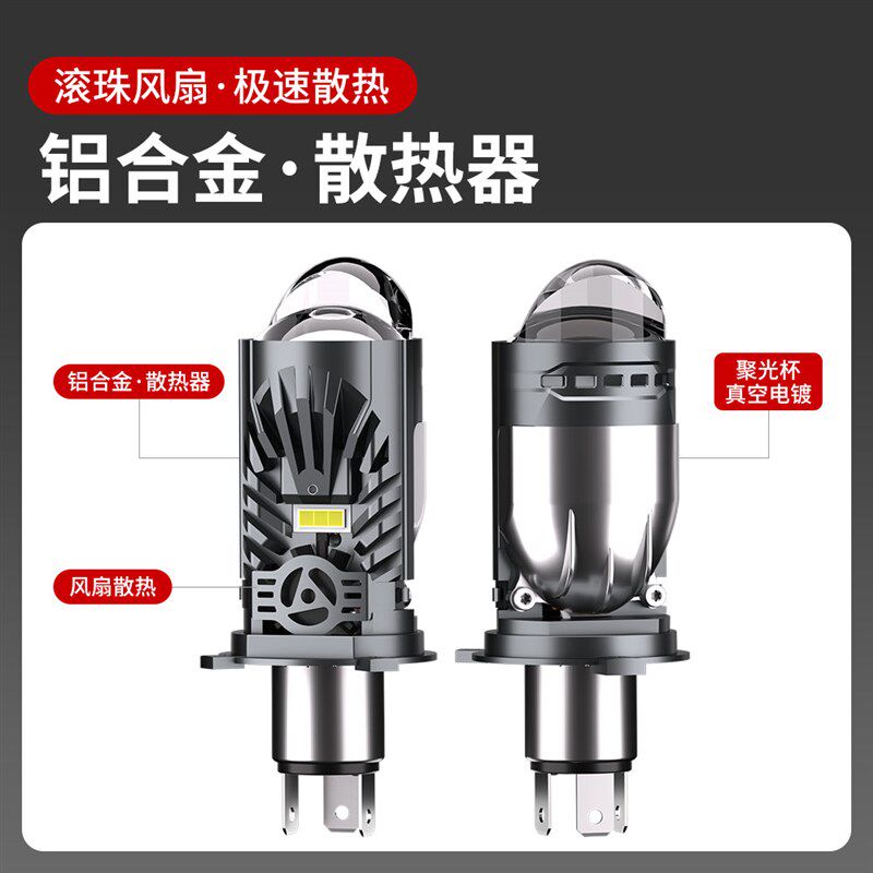 电动车灯摩托车led大灯泡三轮车电瓶车改装内置超亮强光透镜射灯