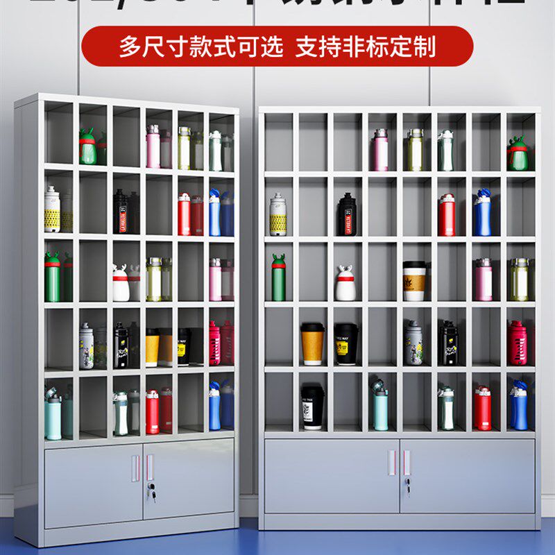 不锈钢员工水杯架工厂车间多格茶杯放置收纳柜公司休息室存放架子