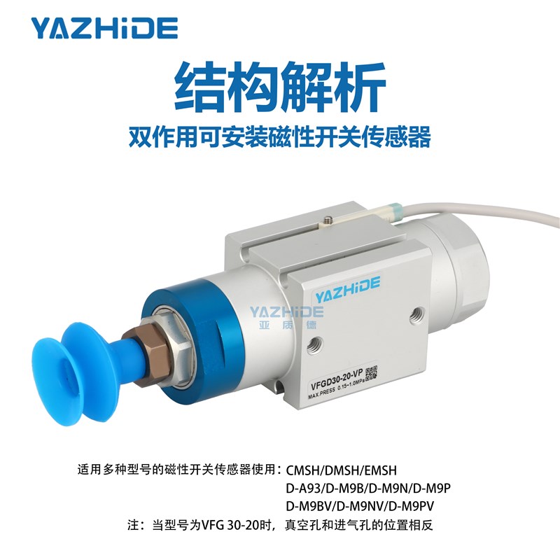 机械手配件抱具气缸VFG20-10-VP气动真空吸附吸盘20-20/30-20单动