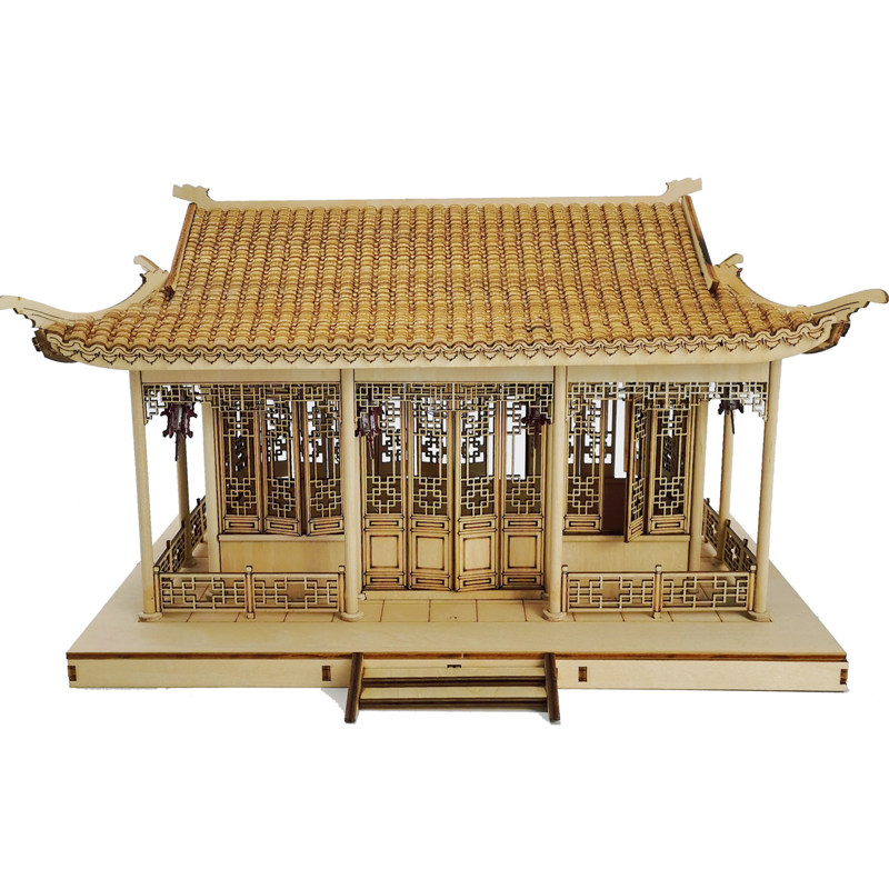 建筑沙盘手工制作木板古建筑模型中式diy小房子微缩园林景观材料