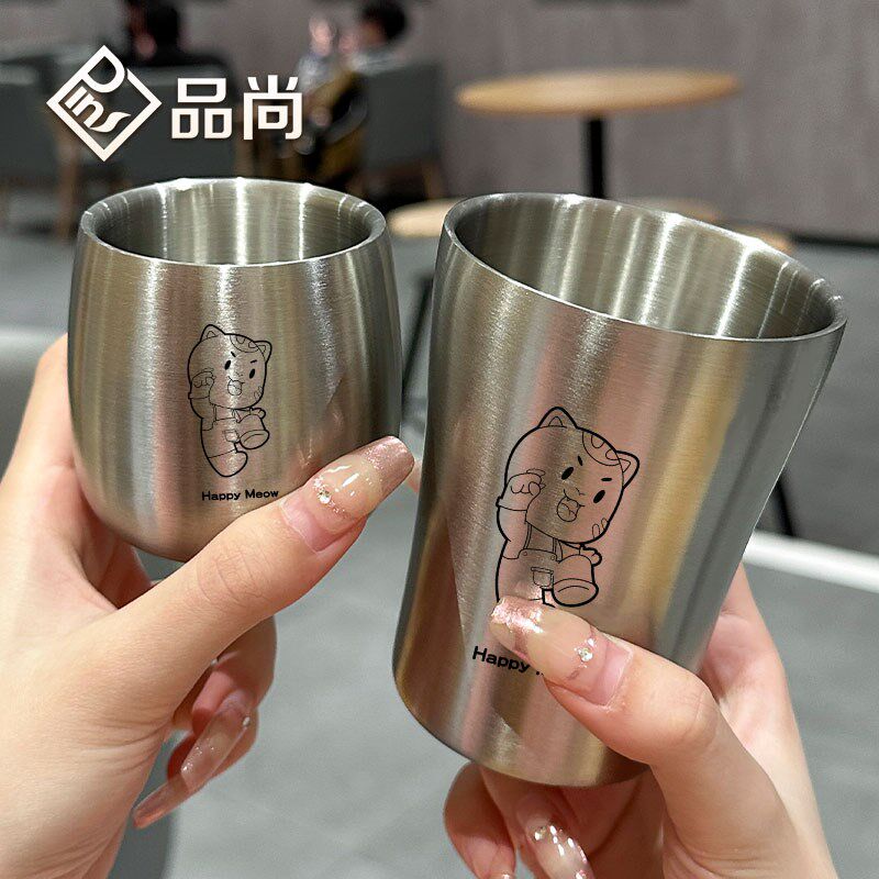 316不锈钢水杯儿童家用食品级喝水杯子宝宝上学专用牛奶杯漱口杯
